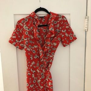 Topshop Red Floral Dress (size US 2)